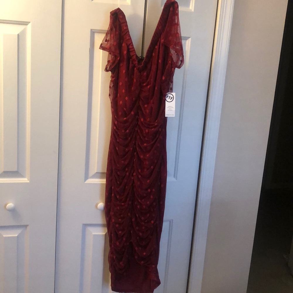 OFF SHOULDER SHORT SLEEVE RUCHED MESHED DRESS